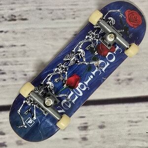 Rodriguez Tech Deck Fingerboard Blue Skeleton Rose Graphic
